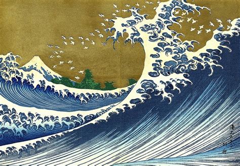 Ukiyo E Hokusai A Colored Version Of The Big Wave From 100 Views Of The