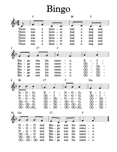 Free Lead Sheet Bingo Piano Music Easy Sheet Music Sheet Music