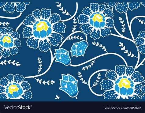 Floral batik motif Royalty Free Vector Image - VectorStock