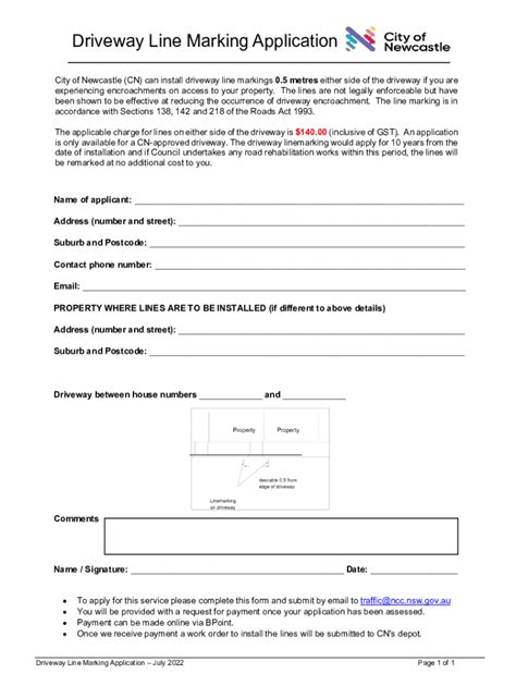 Fillable Online Newcastle Nsw Gov Form Driveway Line Markings