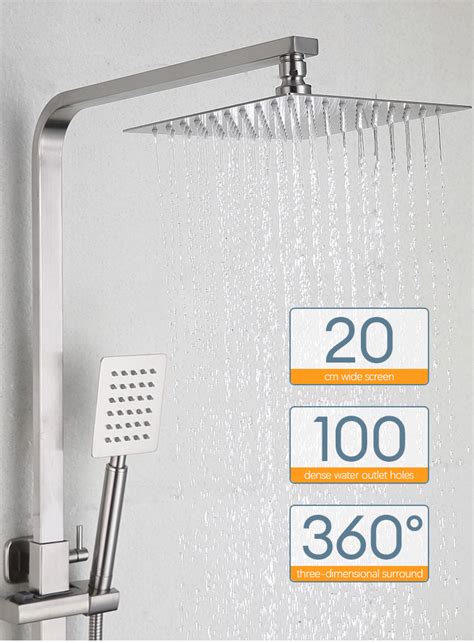 Keve In Stainless Steel Hot And Cold Shower Set For Bathroom Rainshower Set With Faucet