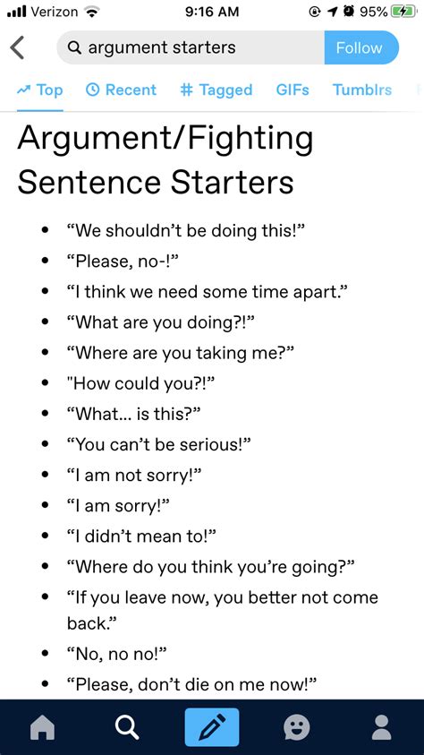 Argument Fighting Sentence Starters Writing Dialogue Prompts Writing