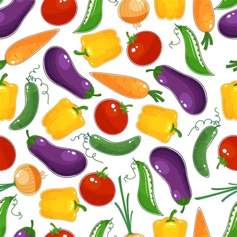 Patrón de fondo transparente de coloridas verduras frescas Vector Gratis