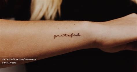 Grateful Lettering Tattoo On The Wrist