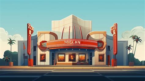 Premium Vector | A cartoon of the movie theater called the movie theater