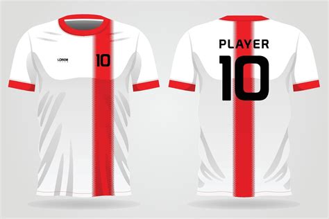 Plantilla De Camiseta Deportiva Blanca Roja Para Uniformes De Equipo Y