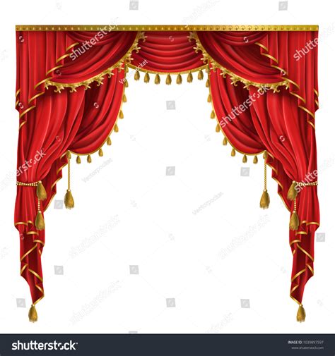 Vector Realistic Luxury Red Curtains Victorian Stock Vector (Royalty ...