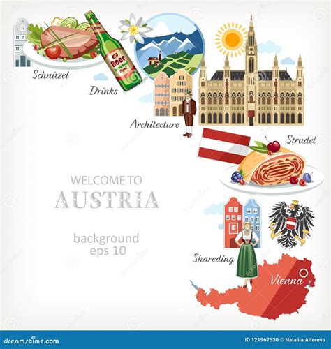 Austria Background With Traditional Symbols Stock Vector Illustration