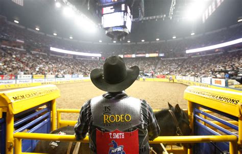 Saddle Bronc Riding In Round 6 Of The Nfr National Finals Rodeo