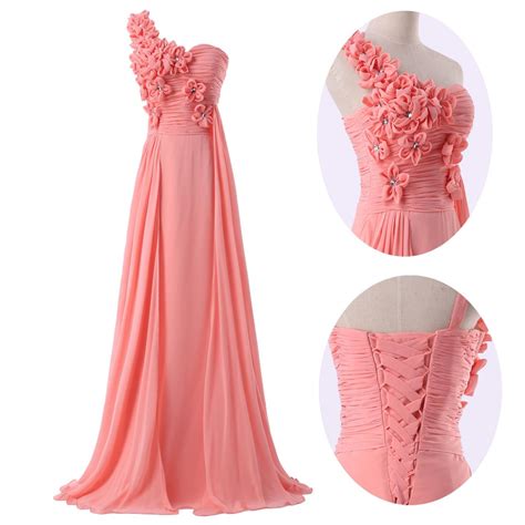 Bridesmaid Dress One Shoulder Flower Chiffon Evening Dress Prom Dress Custom Made Bridal Party