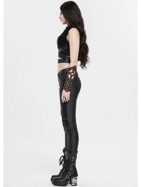 Punk Rave Black Gothic Punk Handsome Tight Pu Leather Pants For Women