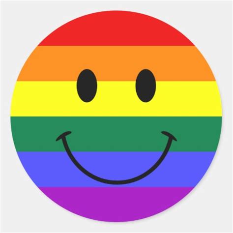 Rainbow Smiley Face Round Sticker | Zazzle