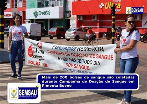 PIMENTA BUENO Mais de 200 bolsas de sangue são coletadas durante