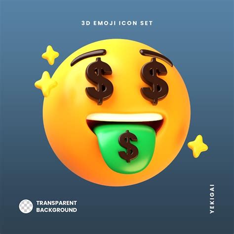 Paquete De Ilustraciones De Emoji 3d Con Lengua Y Dinero Boca Abierta