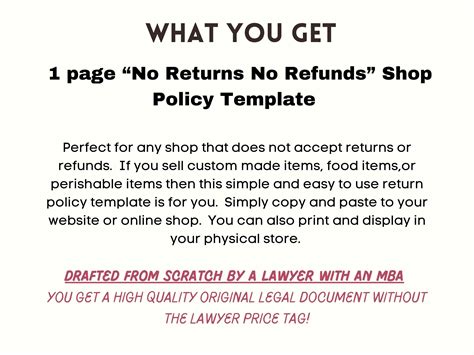 No Return No Refund Shop Policy Template Return Policy For Perishable Goods No Return Policy