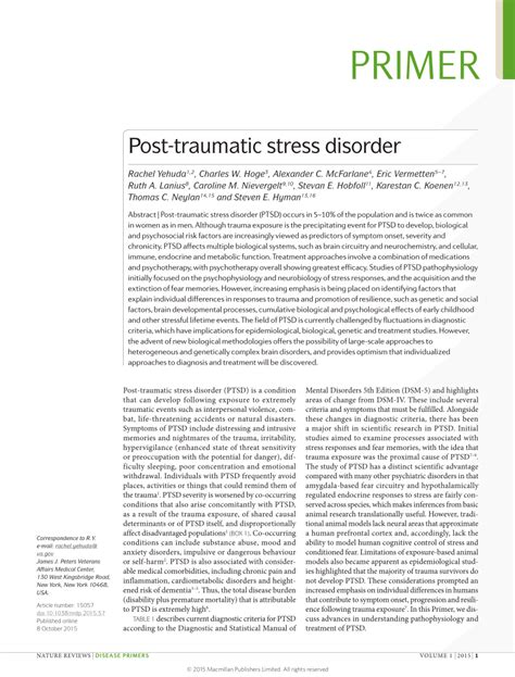 Pdf Post Traumatic Stress Disorder