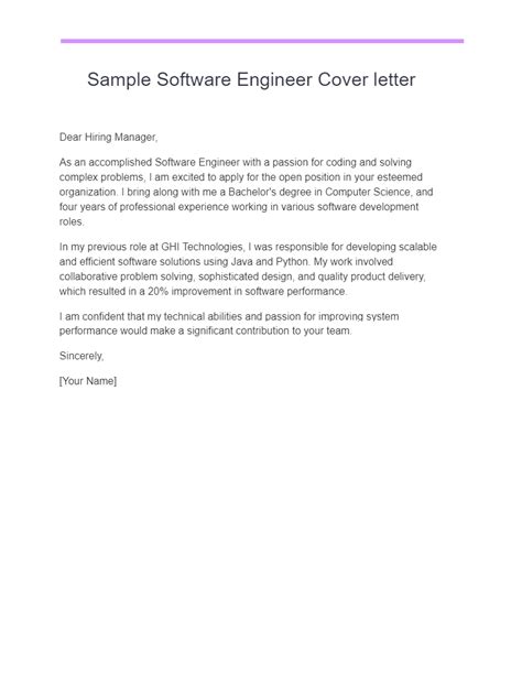 Software Engineer Cover Letter 25 Examples Pdf