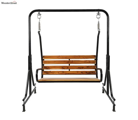 Buy Indoor Teak Wood Swing Jhula With Iron Stand 2 Seater Online In