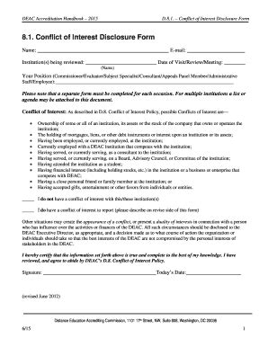 Fillable Online Conflict Of Interest Disclosure Form 8 Fax Email Print