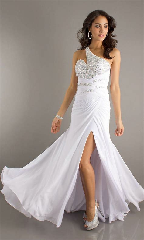 Pin By John Ueelly On One Shoulder Prom Dresses White Prom Dress