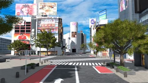 D Model Shibuya Scramble Crossing Shibuya City Tokyo Japan Low Poly D