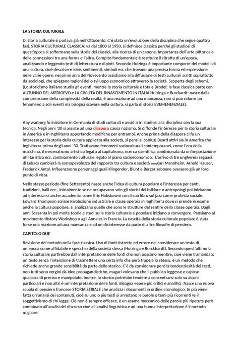 Sintesi La storia culturale - Docsity