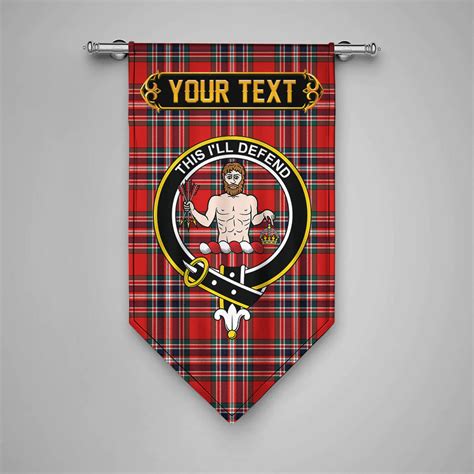 Scottish Macfarlane Red Modern Clan Crest Tartan Gonfalon Custom