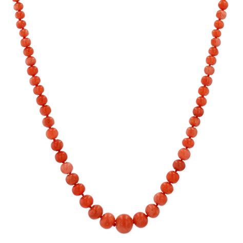 Proantic Collier Ancien De Perles De Corail Naturel