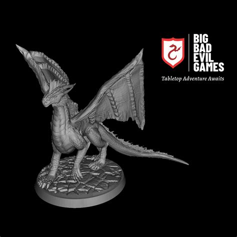 Adult Silver Dragon Miniature | 28mm Scale - Huge size - Perfect for ...