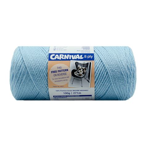 Carnival 8 Ply Acrylic Yarn 100g 271m Cloud Blue Big W