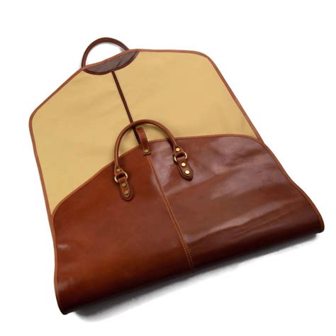 Leather garment bag travel garment bag with handles suit mattbrown