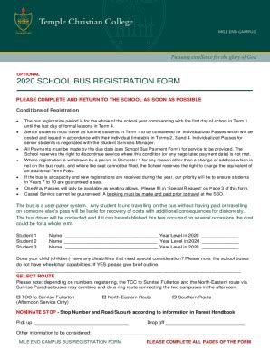 Fillable Online Tcc Sa Edu Au Images Pdfsschool Bus Registration