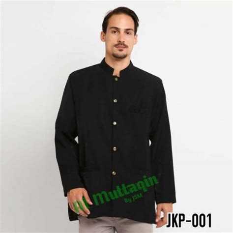 Jual Baju Koko Jasko Jas Koko Polos Muslim Pria Dewasa Hitam Lengan