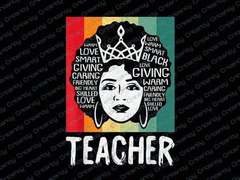 Black Woman Teacher Afro Retro Black History Month Blm Freedom Black