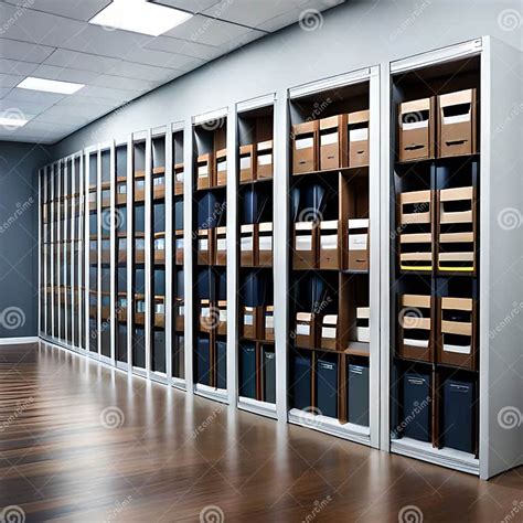 A Well Organized Filing Room With Rows Of Neatly Labeled Stock Image