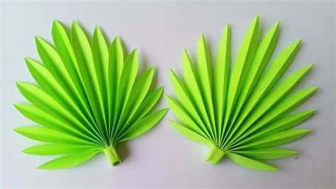 How To Make Paper Leaves Diy Fan Palm Leaves With Paper Youtube