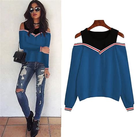 New Long Sleeved Pullovers Hoodies Women Off Shoulder Sexy Sweatshirt Winter Spring Thicken