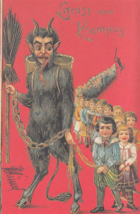 A Collection Of Creepy Vintage Krampus Christmas Postcards In The Book