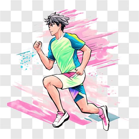 Download Sporty Anime Character Running in Colorful Background PNG ...