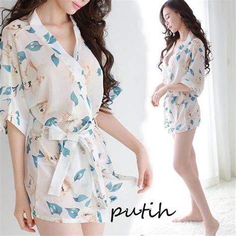 Jual New Kimono Lingerie Y Gstring Baju Tidur Bahan Sifon Dicetak A Original Shopee Indonesia