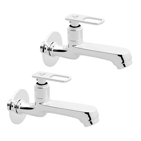 Pixaflo Cassia Brass Long Body Bib Cock Tap With Wall Flange Combo