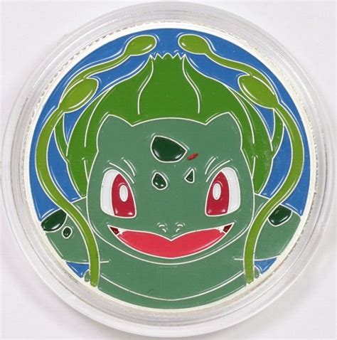 Pokemon Gotta Catch Em All BULBASAUR Enameled 1 Oz Silver Round Coin