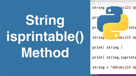 String Isprintable Method Python Tutorial Youtube