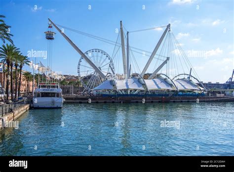 Genua Italien August Il Grande Bigo Und Riesenrad In Porto