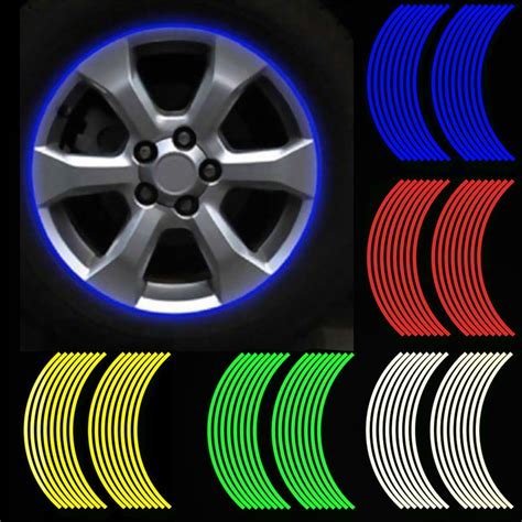 Pcs Strips Reflective Motorcycle Car Rim Stripe Wheel Decal Tape