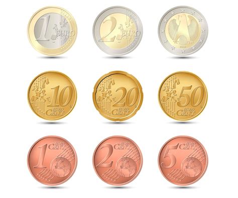 Conjunto de moedas de euro ilustração em vetor Vetor Premium