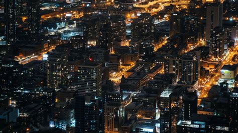 wallpaper night city, city lights, aerial view, overview, buildings HD : Widescreen : High ...