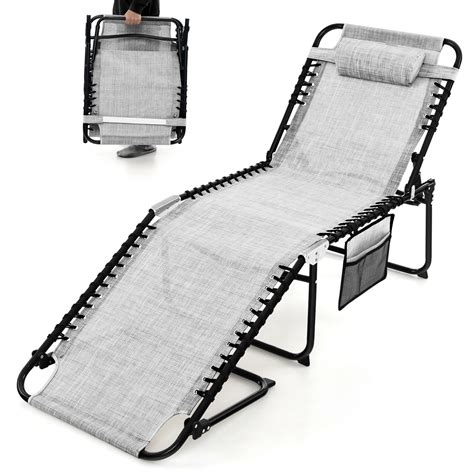 Gymax Foldable Reclining Outdoor Lounge Chair Lies Flat Adjustable