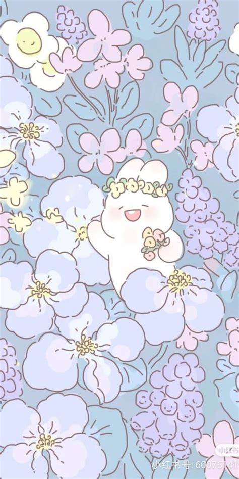 Bunny flower wallpaper | Rabbit wallpaper, Cute desktop wallpaper, Cute ...