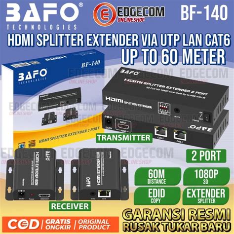 Jual BAFO HDMI EXTENDER SPLITTER 2 PORT VIA UTP LAN CAT6 UP TO 60 METER